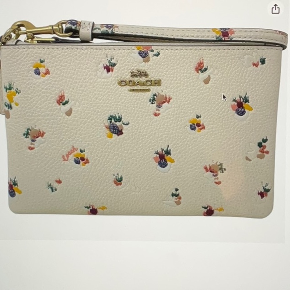 NWT Coach Leather Wristlet with Floral Print - Style No. C5997